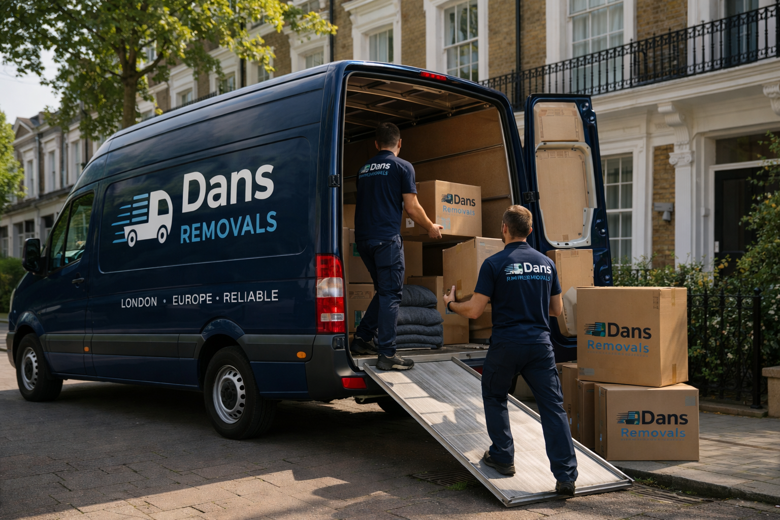 Dans Removals team with branded van